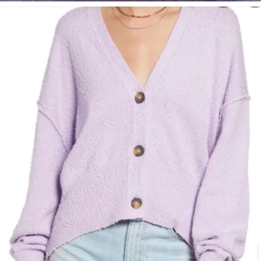 Joie balloon puff sleeve eyelash cardigan lavender purple